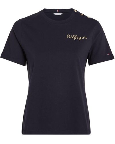 Tommy Hilfiger T-Shirt GOLD BUTTON Regular Fit - Blau