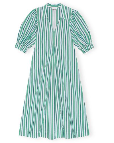 Ganni Kleid aus Bio-Baumwolle - Grün