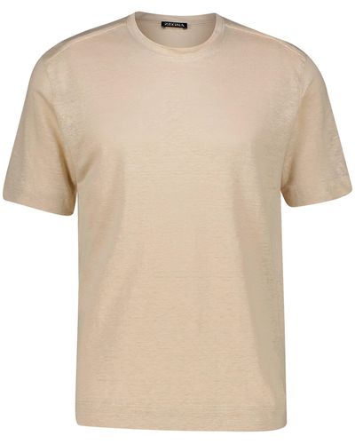 Zegna T-Shirt aus Leinen - Natur