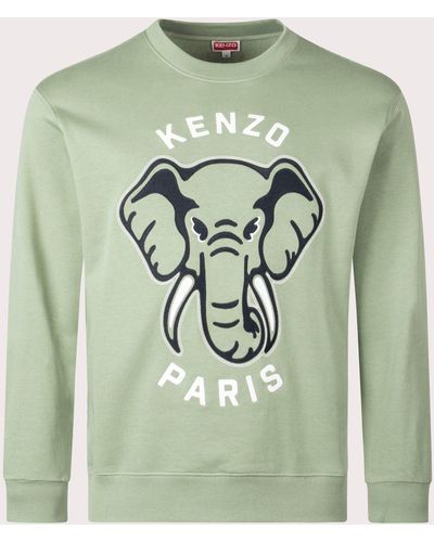 KENZO Elephant Embroidered Sweatshirt - Green