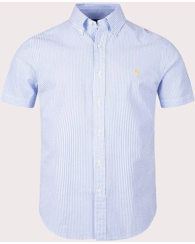 Polo Ralph Lauren Custom Fit Short Sleeve Lightweight Stripe Shirt - Blue