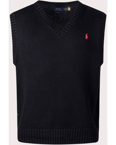 Polo Ralph Lauren Sleeveless V-neck Knitted Vest - Black