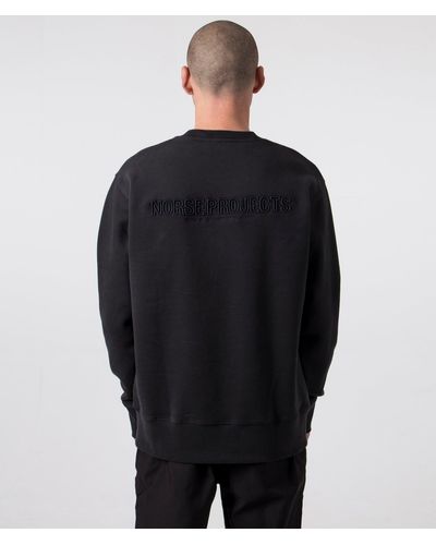 Norse Projects Relaxed Fit Arne Brushed Fleece N Logo Sweatshirt - Black