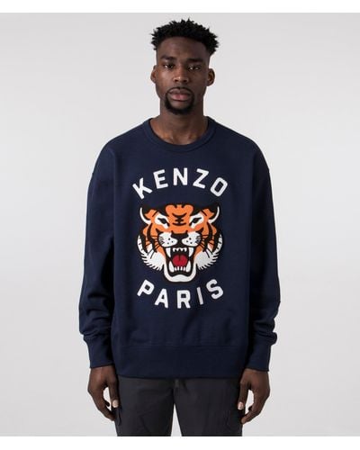 KENZO Lucky Tiger Embroidered Sweatshirt - Blue