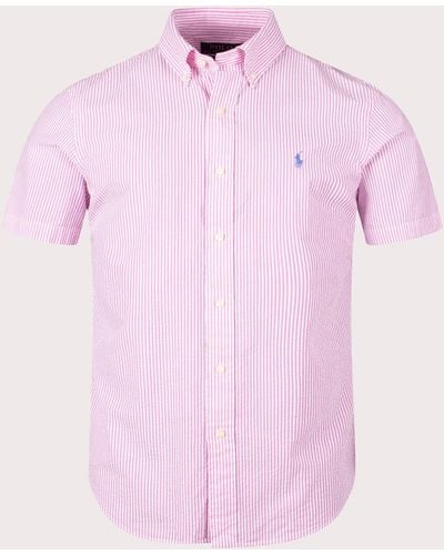 Polo Ralph Lauren Custom Fit Short Sleeve Lightweight Stripe Shirt - Pink