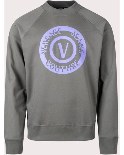 Versace Relaxed Fit V Emblem Seas Sweatshirt - Grey