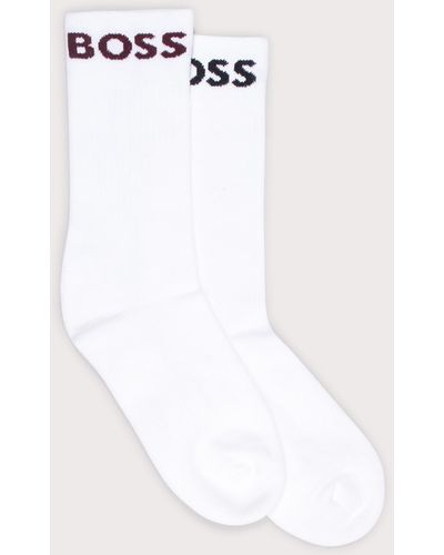 BOSS 2 Pack Rib Sport Socks - White