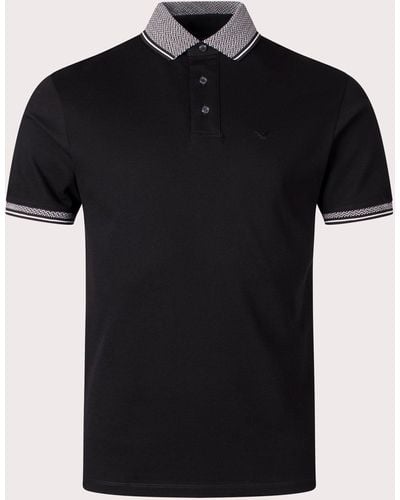Emporio Armani Contrast Collar Logo Polo Shirt - Black