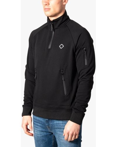 Ma Strum Tech Fleece Quarter Zip Through Sweatshirt - Black