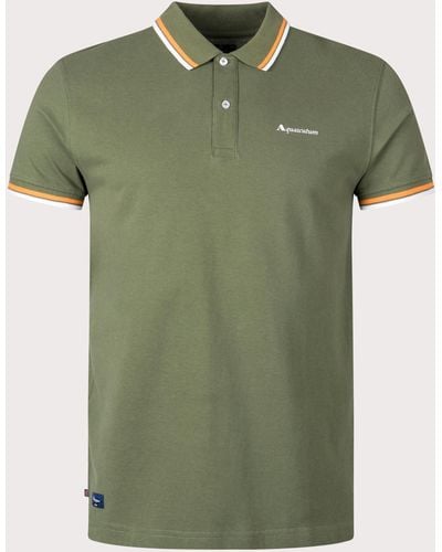 Aquascutum Active Cotton Stripes Dry-fit Polo Shirt - Green