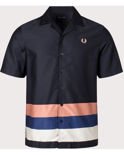Fred Perry Bold Stripe Revere Collar Shirt - Blue