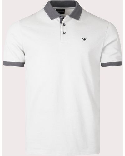 Emporio Armani Contrast Collar Logo Polo Shirt - White
