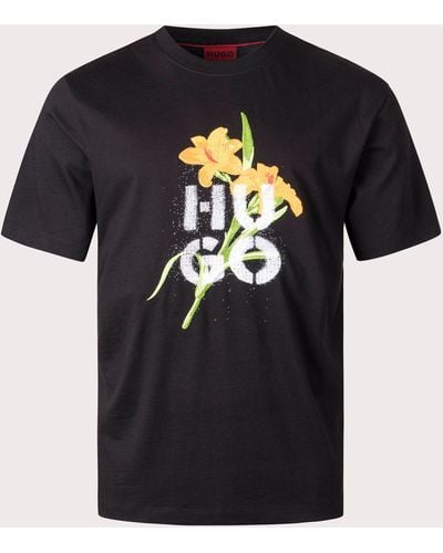 HUGO Relaxed Fit Dilablumi T-shirt - Black