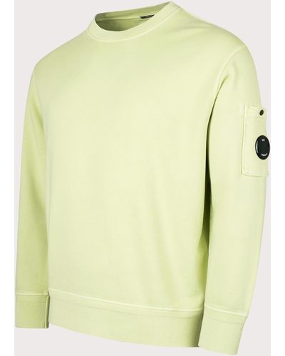 C.P. Company Cotton Diagonal Fleece Lens Sweatshirt - Yellow