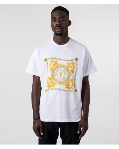 Versace Foulard V Emblem Chain Logo T-shirt - White