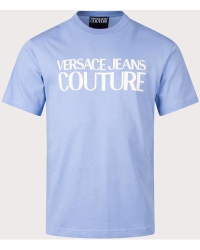 Versace Rubberised Logo Colour Print T-shirt - Blue