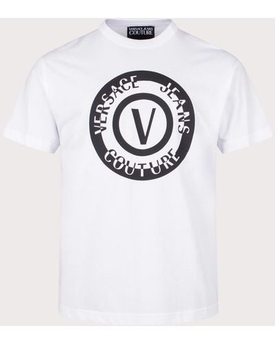 Versace Relaxed Fit V Emblem Seas T-shirt - White