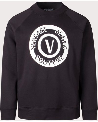 Versace Relaxed Fit V Emblem Seas Sweatshirt - Blue