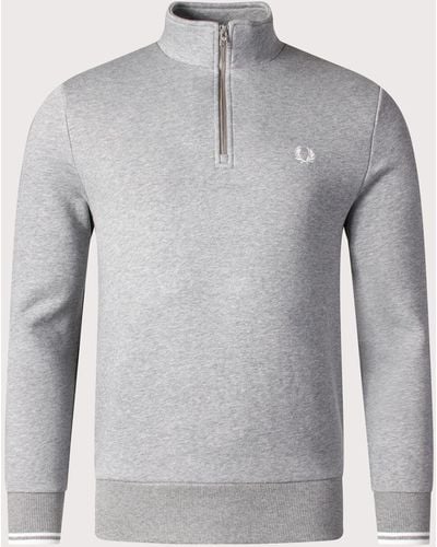 Fred Perry Quarter Zip Sweatshirt - Grey