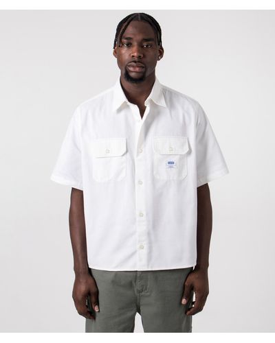 HUGO Relaxed Fit Short Sleeve Ekyno Shirt - White