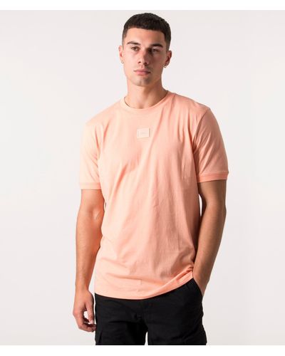 HUGO Rubber Patch Diragolino C T-shirt - Pink