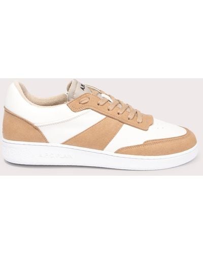 A.P.C. Smooth Faux Leather Faux Suede Trainers - Natural