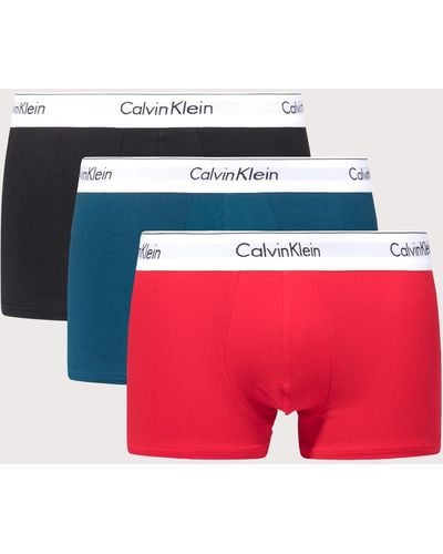 Calvin Klein Three Pack Of Modern Cotton Stretch Trunks - Red