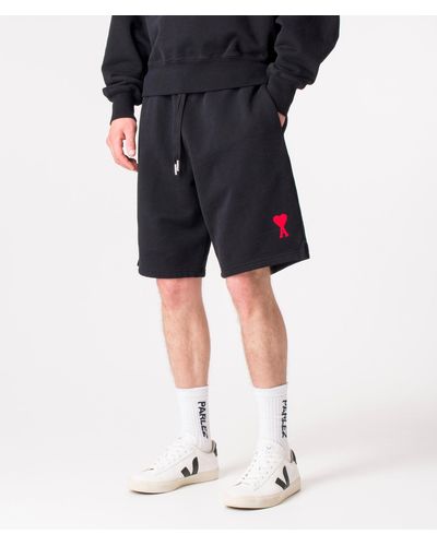 Ami Paris Regular Fit Tonal Adc Sweat Shorts - Black