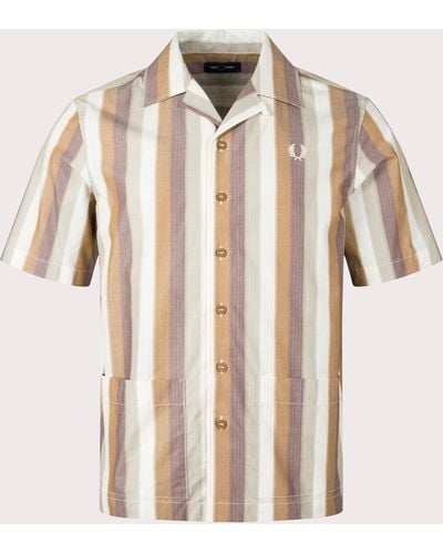 Fred Perry Ombre Stripe Revere Collar Shirt - Natural