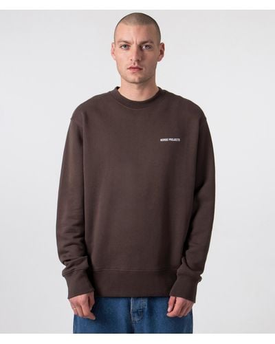 Norse Projects Relaxed Fit Arne Organic Logo Sweatshirt - Brown
