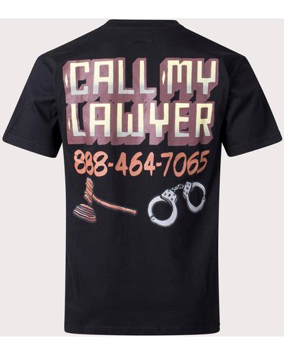 Market Call My Lawyer Sign T-shirt - Black