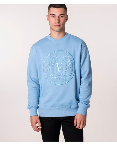 Versace V Emblem Embroidery Sweatshirt - Blue
