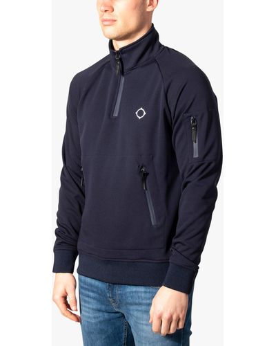 Ma Strum Tech Fleece Quarter Zip Sweatshirt - Blue