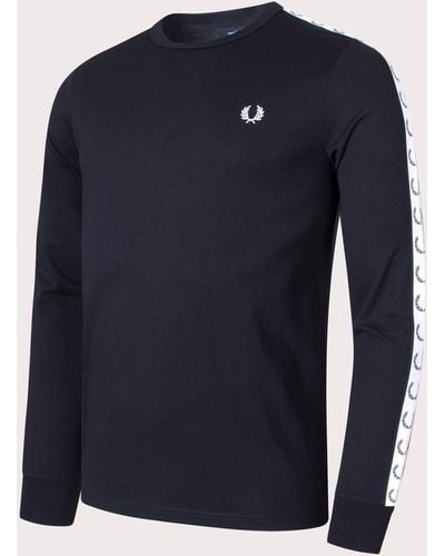 Fred Perry Long Sleeve Taped T-shirt - Blue