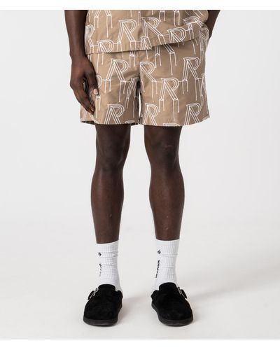 Represent Embroidered Initial Tailored Shorts - Natural