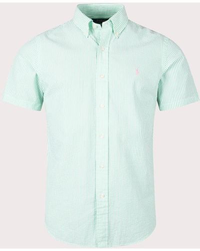 Polo Ralph Lauren Custom Fit Short Sleeve Lightweight Stripe Shirt - Green