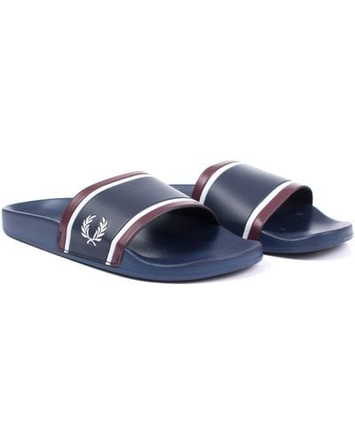 Fred Perry Printed Sliders - Blue