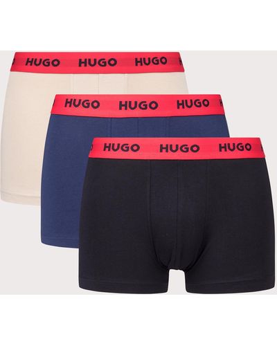 HUGO 3 Pack Logo Waistband Trunks - Red
