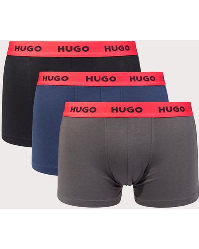 HUGO Three Pack Cotton Stretch Trunks - Multicolour