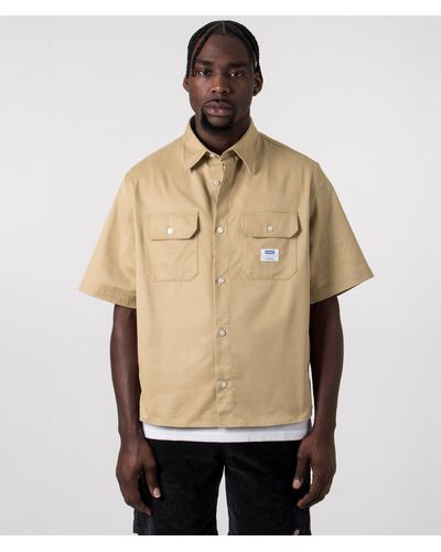 HUGO Relaxed Fit Short Sleeve Ekyno Shirt - Natural