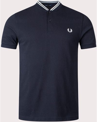 Fred Perry Bomber Collar Polo Shirt - Blue