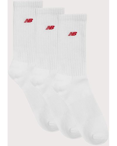 New Balance Nb Patch Logo 3 Pack Crew Socks - White