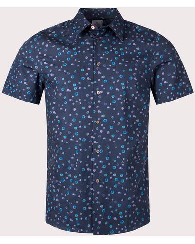 PS by Paul Smith Slim Fit Short Sleeve Shirt - Blue