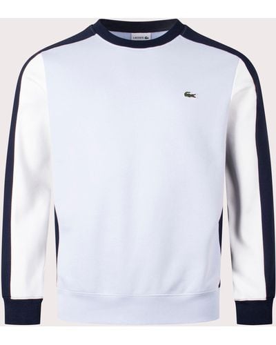 Lacoste Brushed Fleece Colourblock Sweatshirt - White