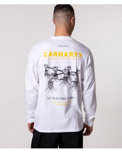 Carhartt Long Sleeve Relaxed Fit Airwaves Back Print T-shirt - White