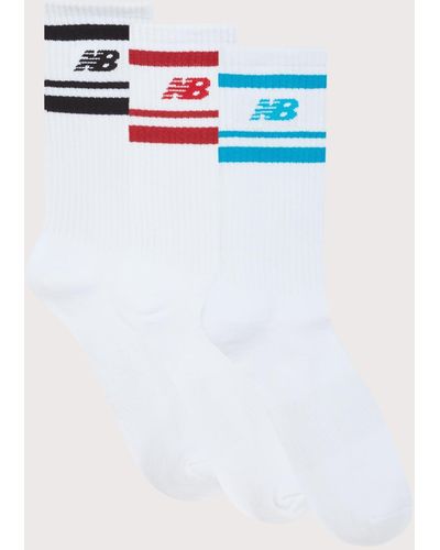 New Balance Nb In-stripe Logo Crew Socks - White