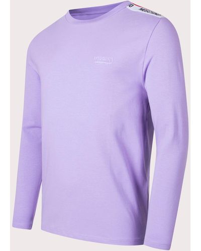 Moschino Long Sleeve Shoulder Taped T-shirt - Purple