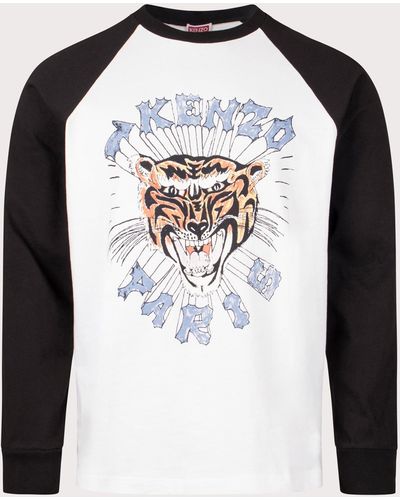 KENZO Long Sleeve Varsity Tiger Print T-shirt - Black