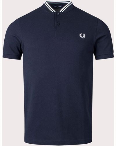 Fred Perry Bomber Collar Polo Shirt - Blue