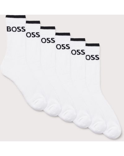 BOSS 6 Pack Qs Stripe Socks - White
